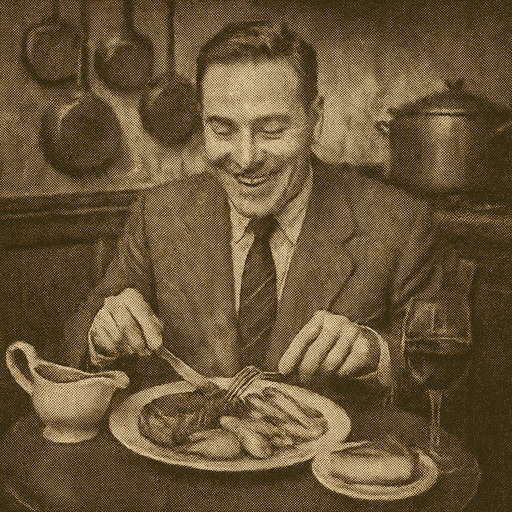 Man met hoofdgerecht